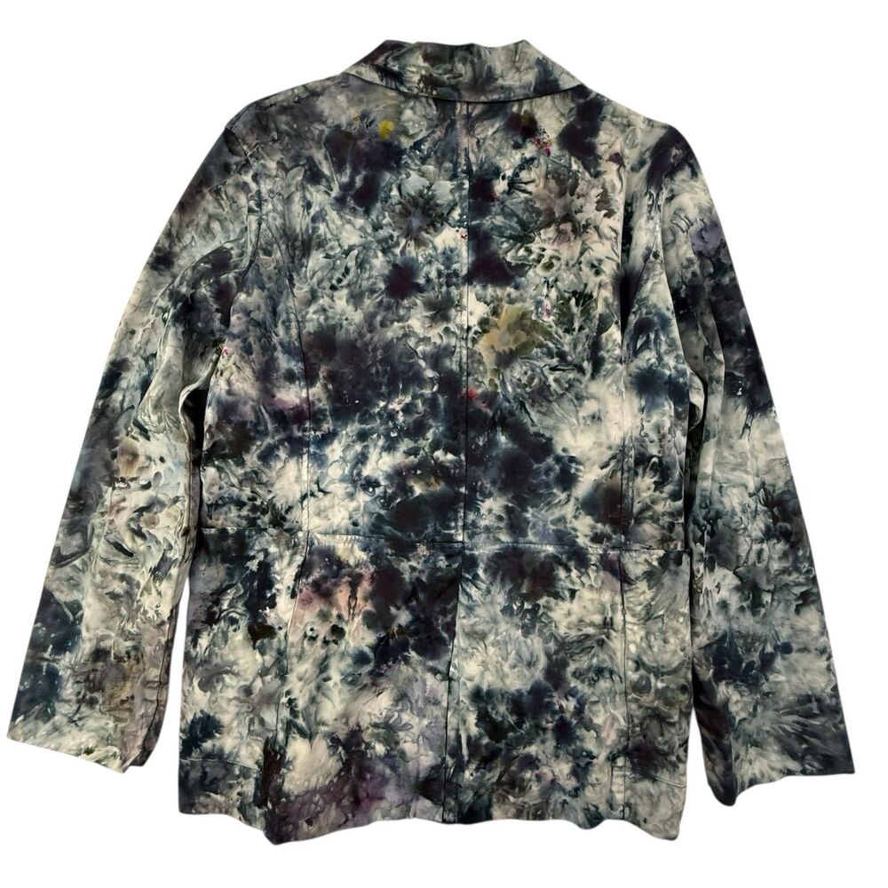 ELEVEN STITCH DESIGN Tie Dye Wrap Pocket Jacket Woman Small Blue Lagenlook USA - Picture 3 of 13